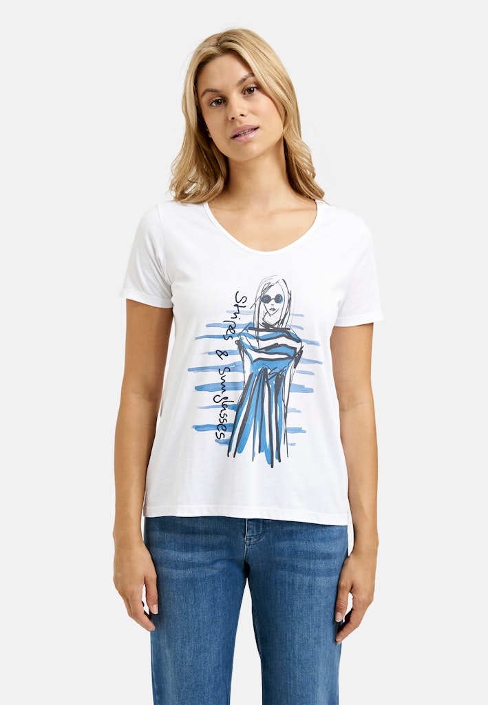 T-Shirt w roundneck, 1/4 sleeves