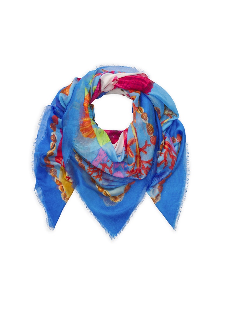 Hochwertiges Tuch aus Modal-Seiden-Mischung mit Meeresmotiven