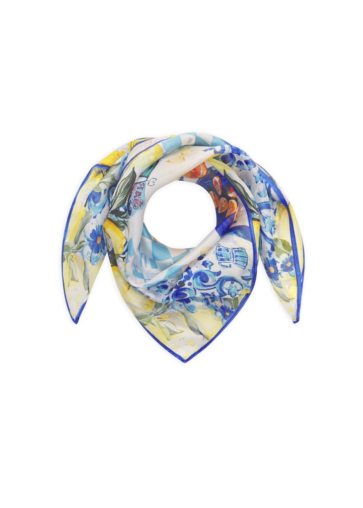 3ER PACK - Luxuriöses Tuch aus reiner Seide mit Zitronen-Motiven