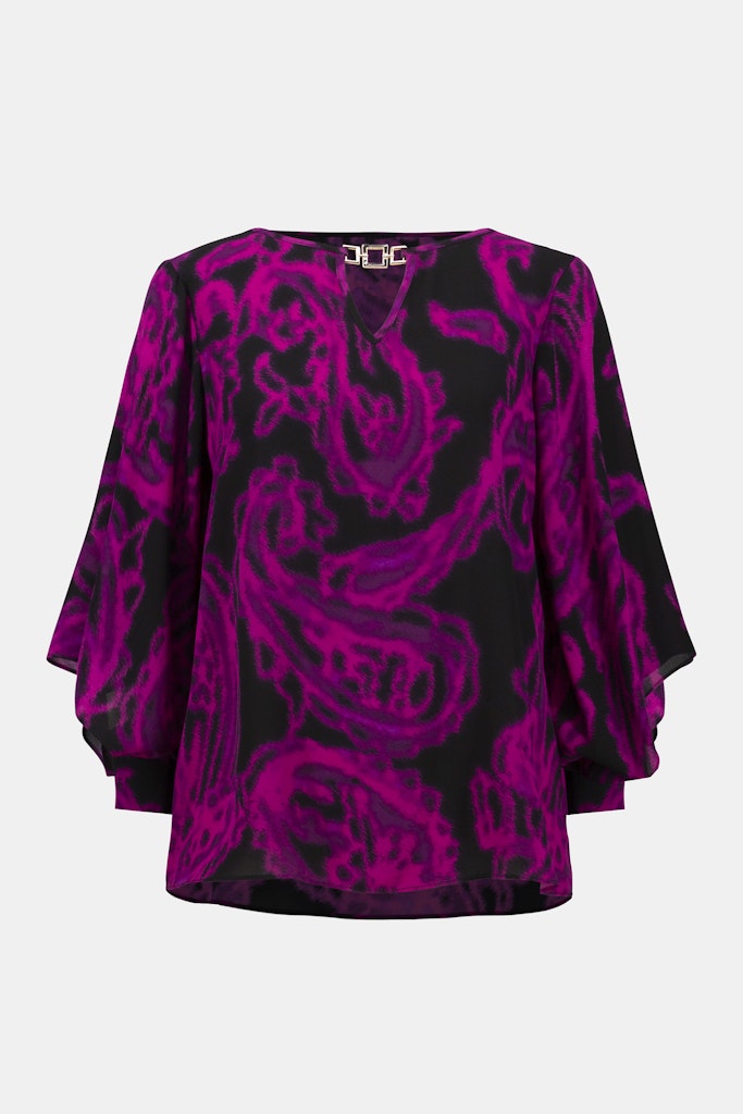 Gerades Oberteil aus recyceltem Georgette mit Paisley-Print