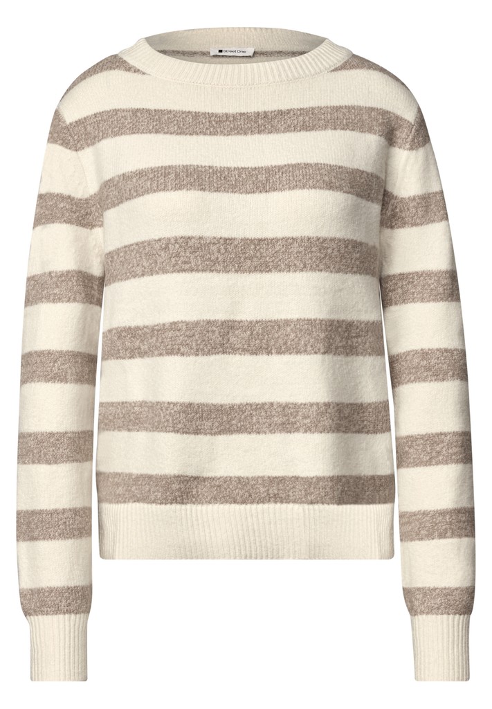 Pullover mit Boat Neck und Streifen
