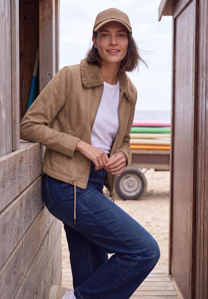 Velours Jacke mit Teddy-Kragen