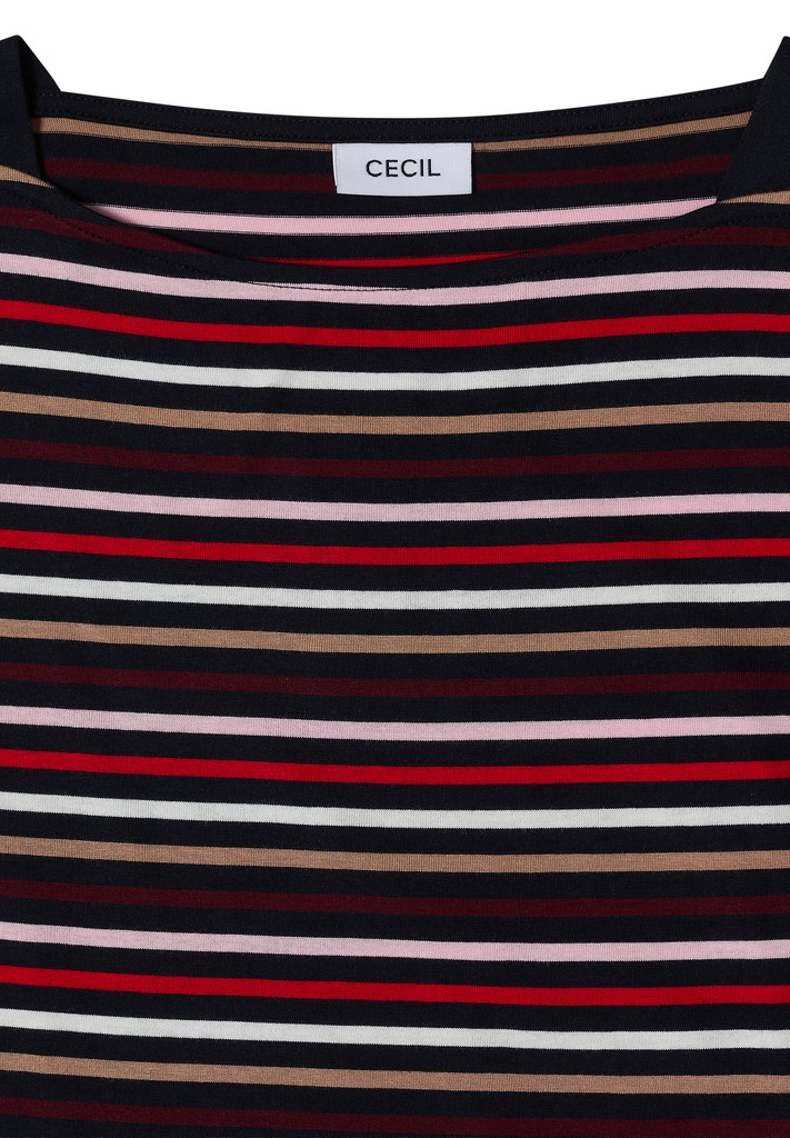 3/4-Arm Shirt mit Boat Neck und Streifen