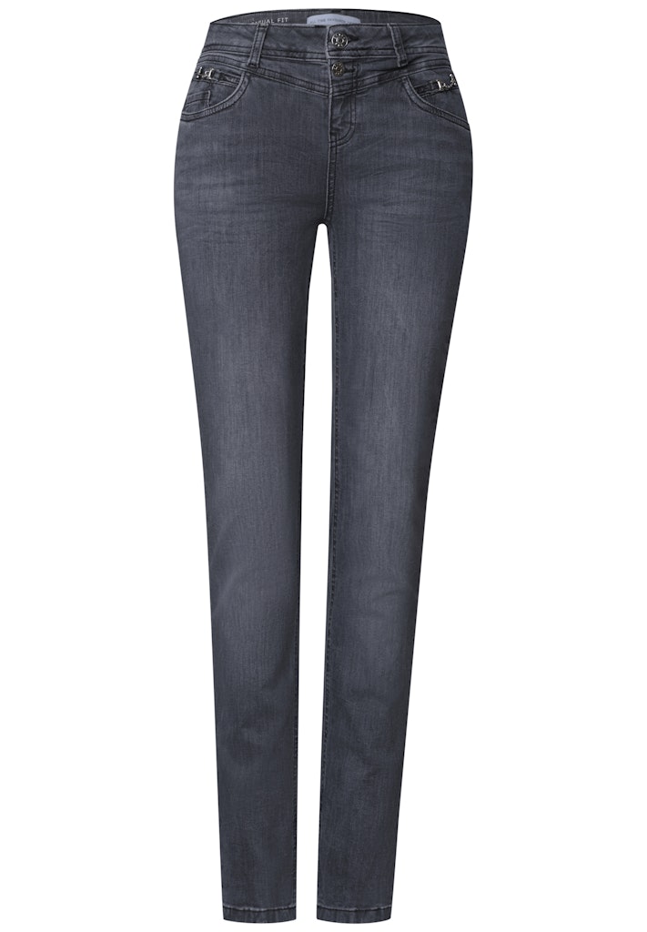Mid Waist Slim Leg Jeans mit Dekodetail