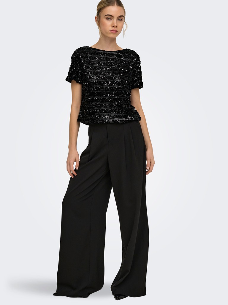 ONLSALIKA S/S SEQUINS TOP WVN