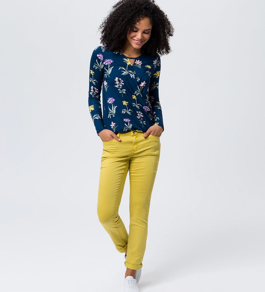 Damen Sweatshirt  3/4 Arm mit Fischgrätmuster