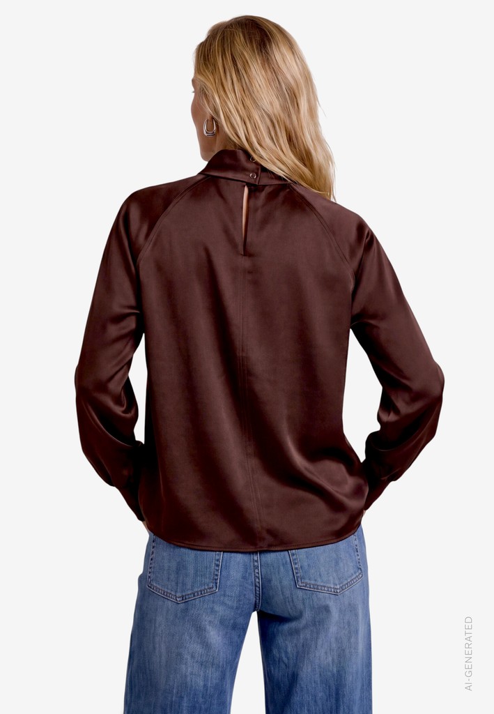 Satin-Bluse mit Kragen
