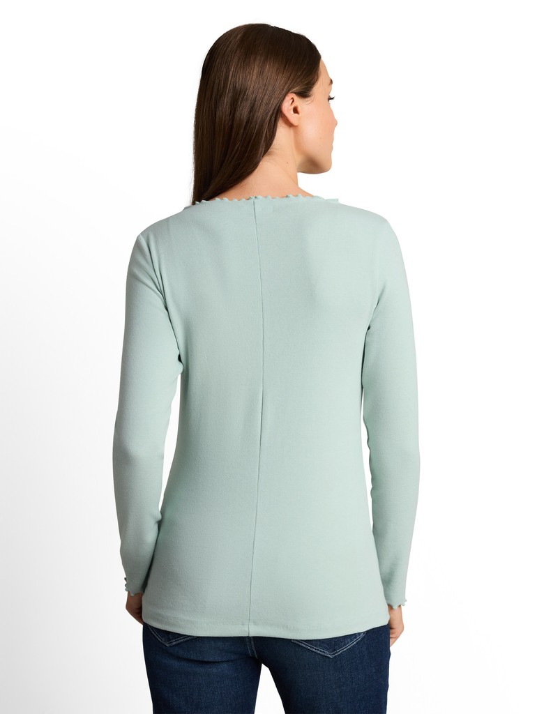 Langarmshirt mit gewelltem Kragen