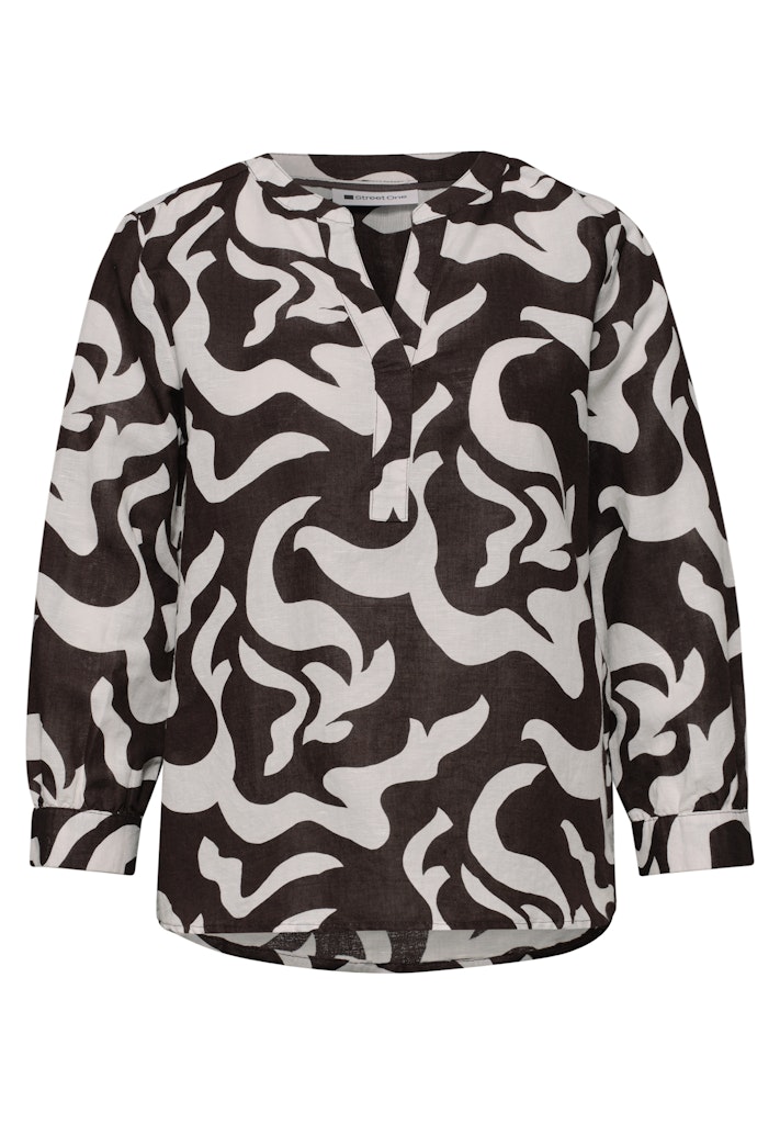 Bluse mit Split Neck aus Leinenmix