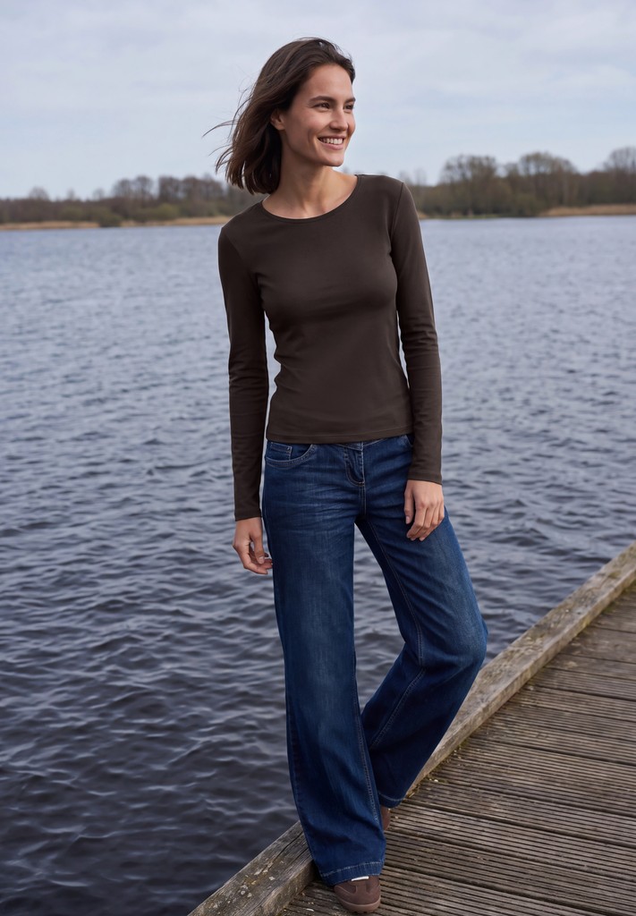 Basic Langarm Shirt mit Rundhals