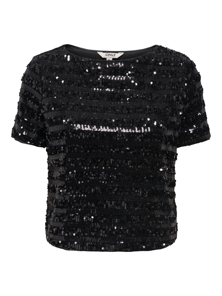 ONLSALIKA S/S SEQUINS TOP WVN