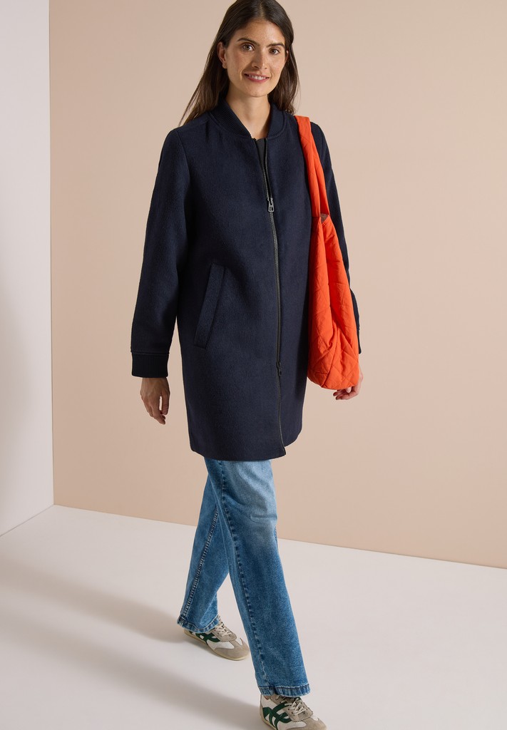 Langer Blouson mit Wollanteil