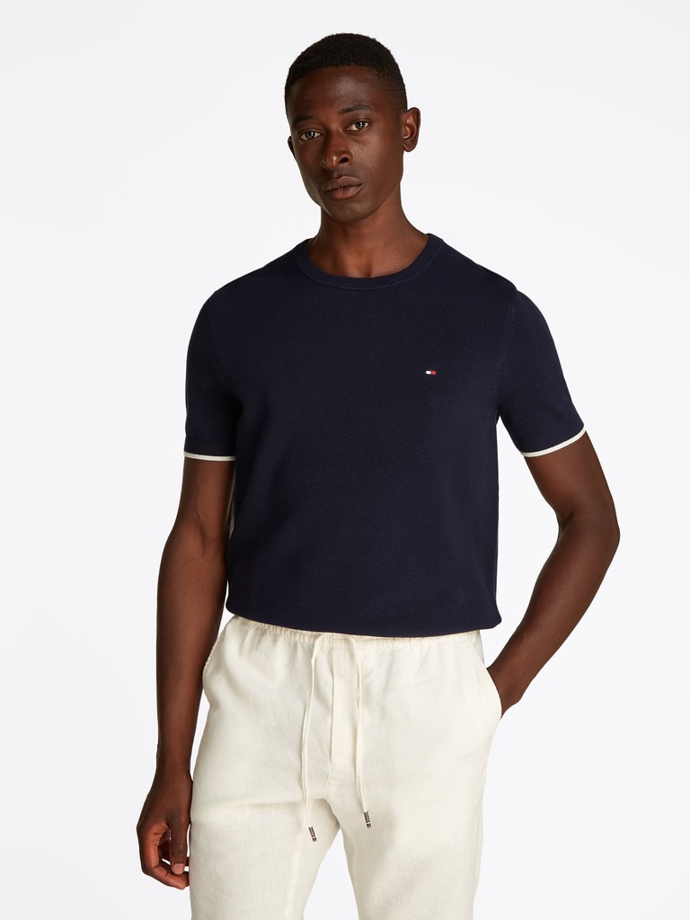TIPPED STRUCTURE KNITTED TEE