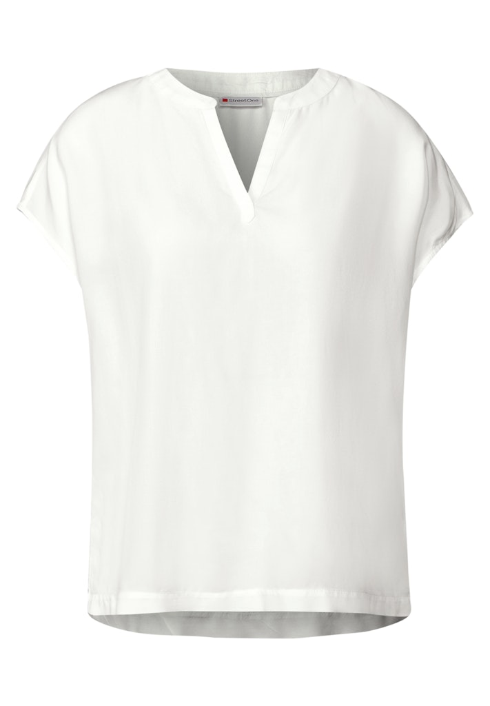 Split Neck Bluse in Unifarbe Split Neck Bluse in Unifarbe