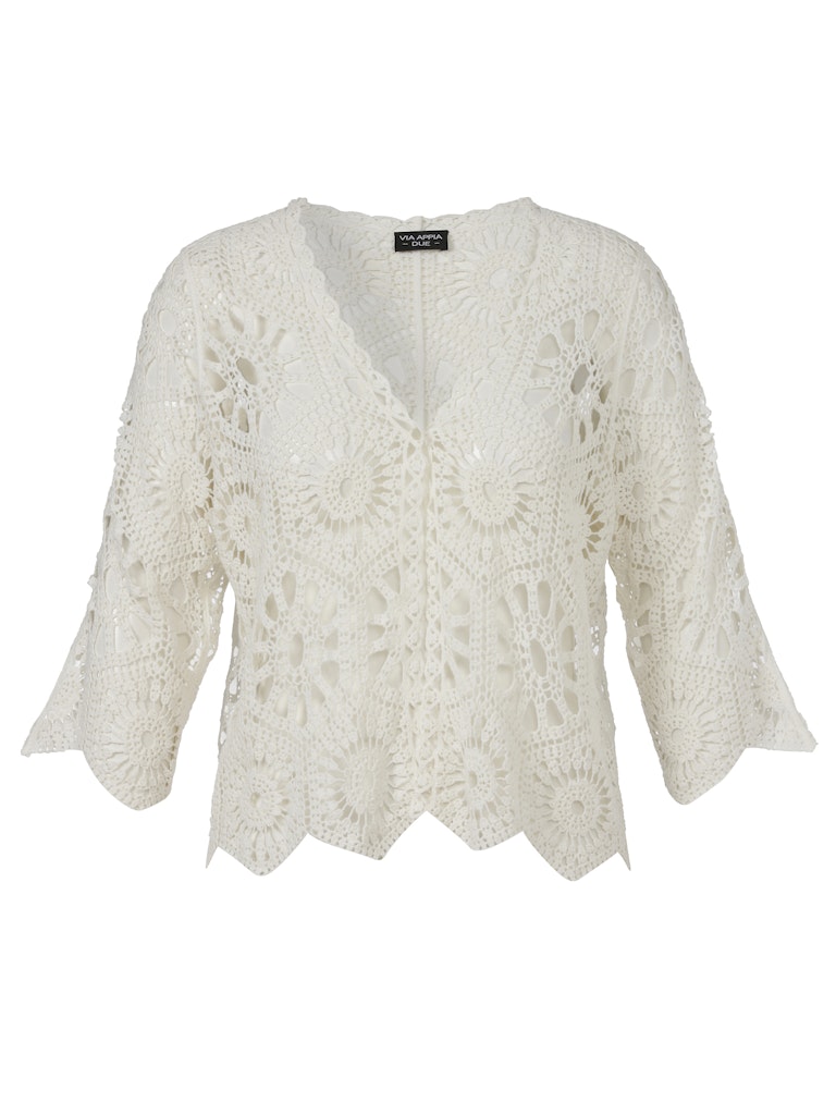 Jacke Rundhals 3/4 Arm  Ajour