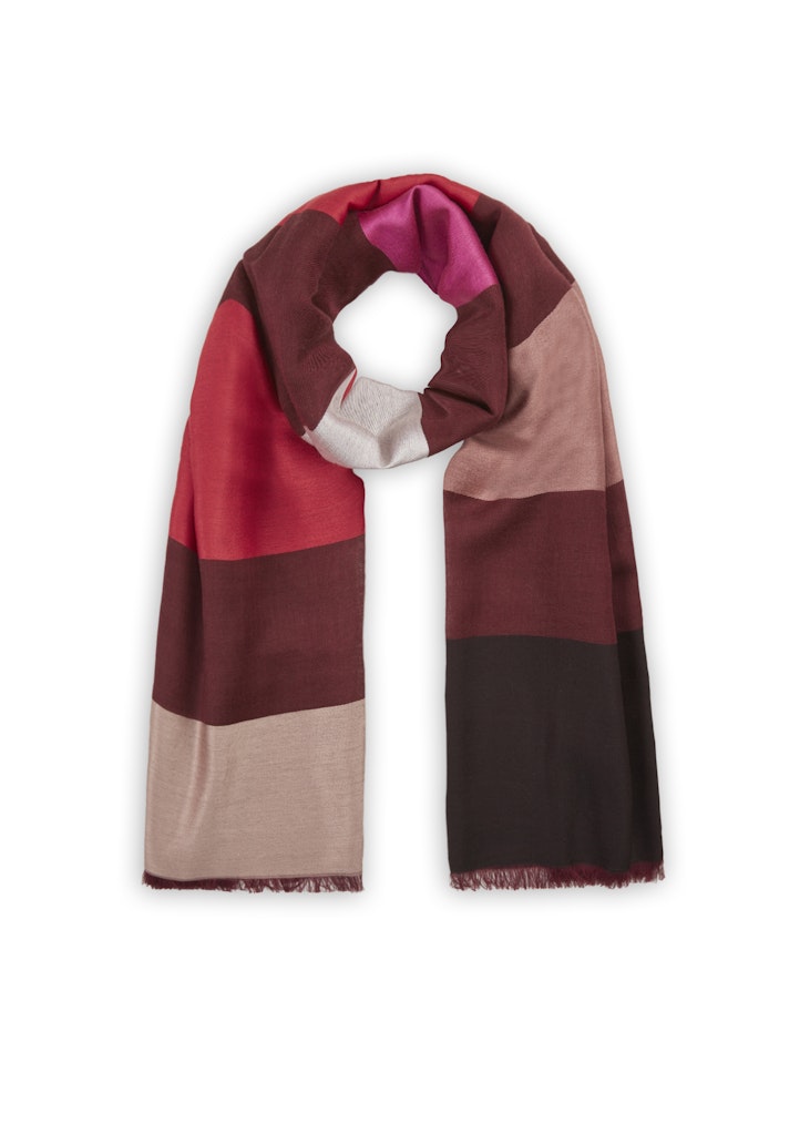 Schal aus Woll-Baumwoll-Mischung mit gewebten Blockstreifen Schal aus Woll-Baumwoll-Mischung mit gewebten Blockstreifen
