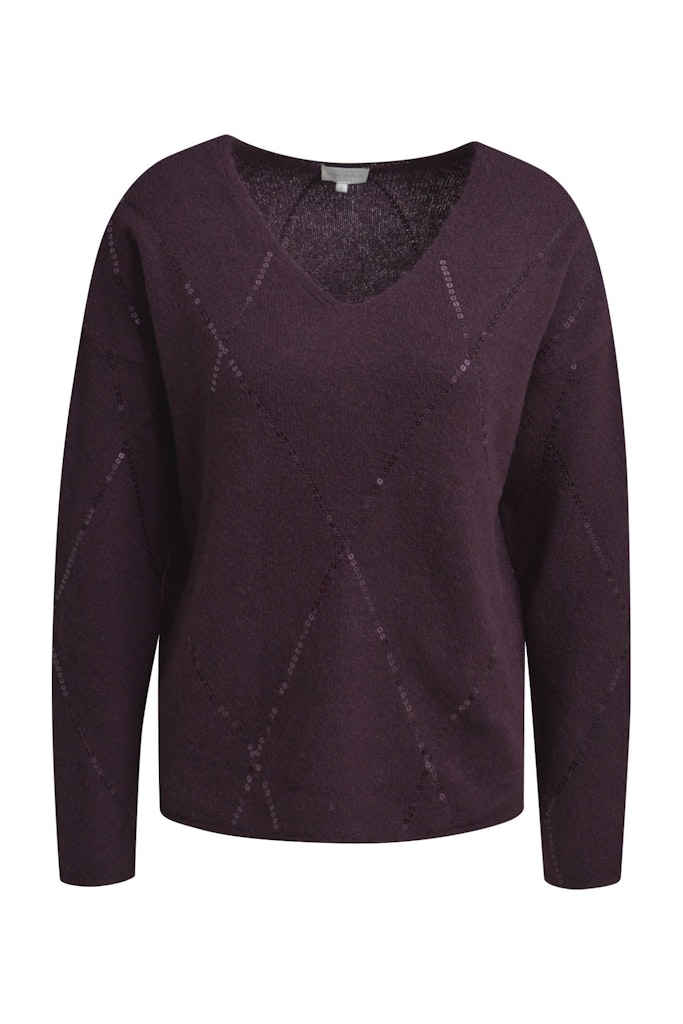 v-neck pullover with oversized shoulders