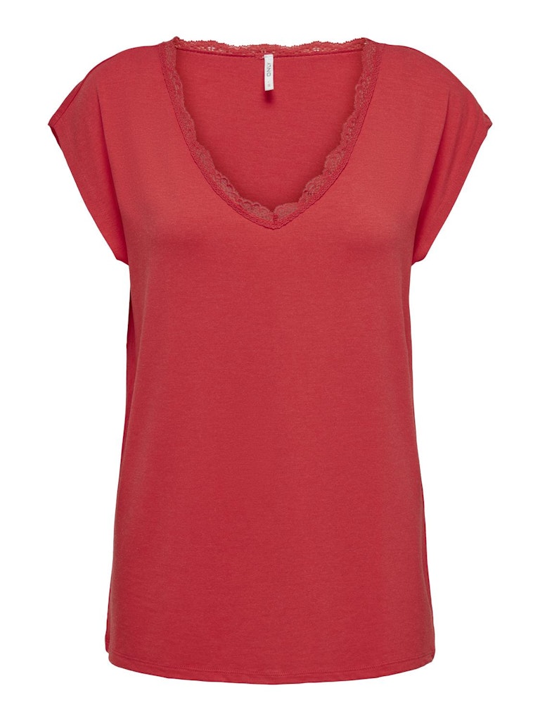 CARMOSTER S/S LACE V-NECK TOP JRS CARMOSTER S/S LACE V-NECK TOP JRS