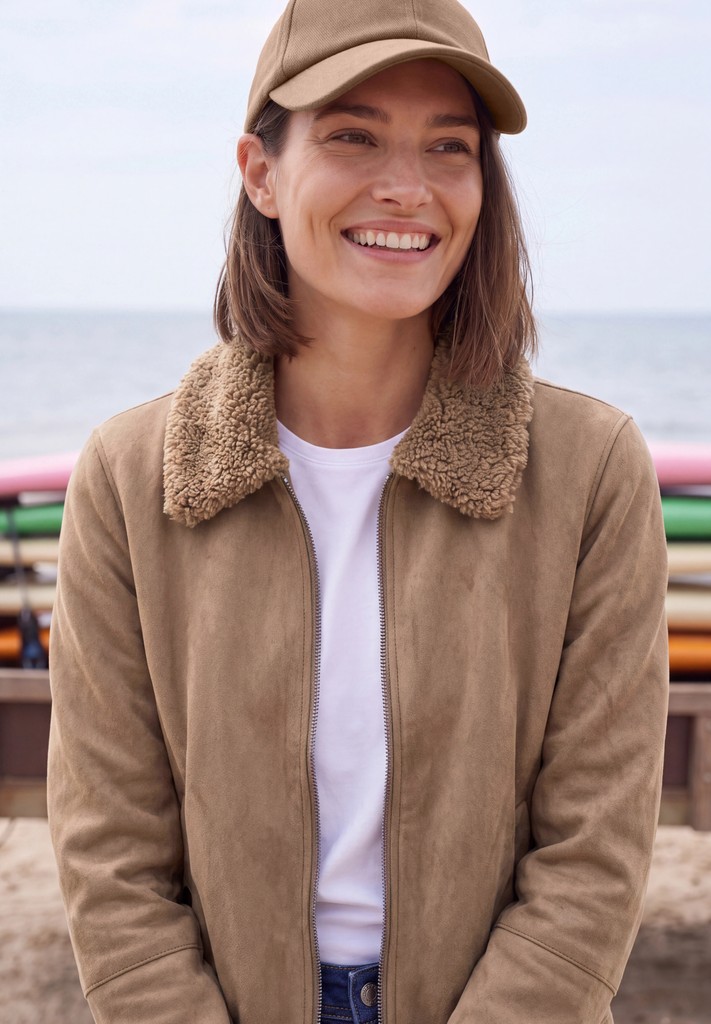 Velours Jacke mit Teddy-Kragen