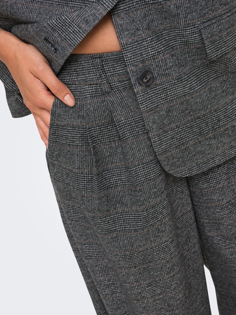 ONLSILJA HW PLEAT WIDE CHECK PANT TLR