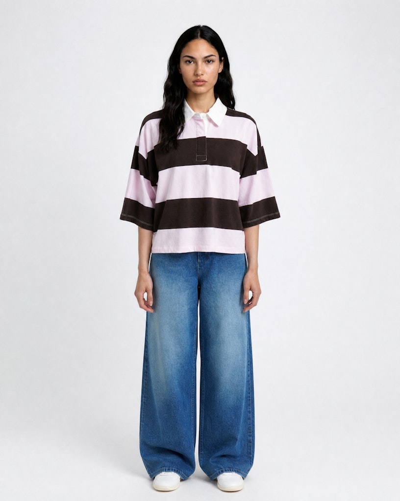 Boxy Croppd Rugby T-Shirt Striped