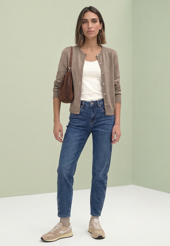 Langarm Cardigan mit Rundhals und Knöpfen