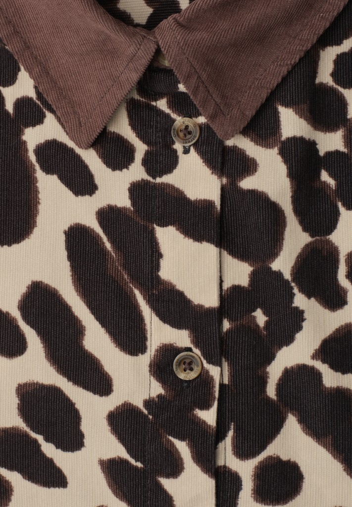 Langarm Hemdbluse aus Cord mit Print