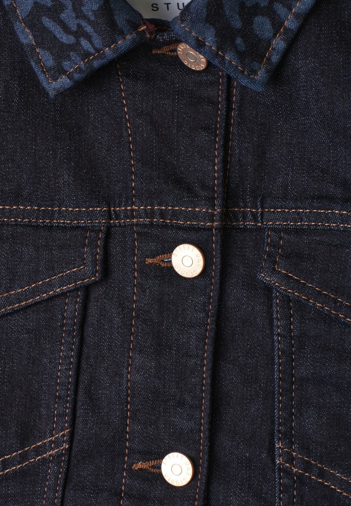 Jeansjacke im Rinsed-Look mit Kragen