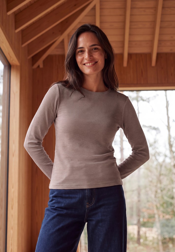 Langarm Shirt mit schmalem Streifenmuster