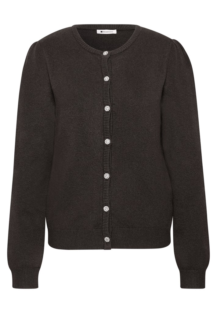 Langarm Cardigan mit Rundhals und Knöpfen