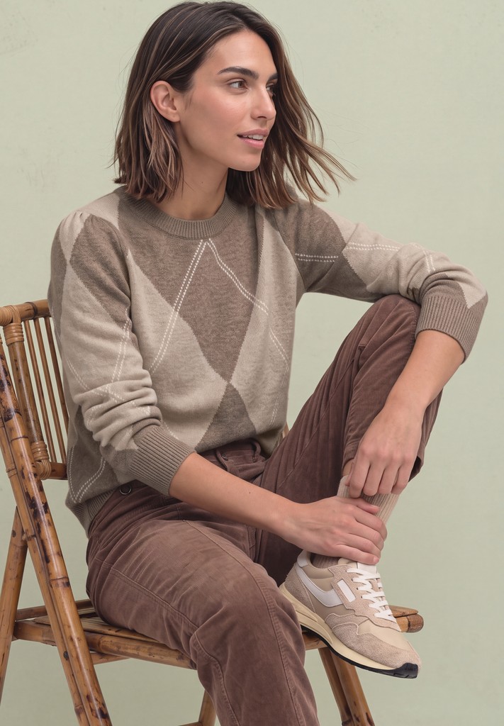 Langarm Pullover mit Argyle-Muster