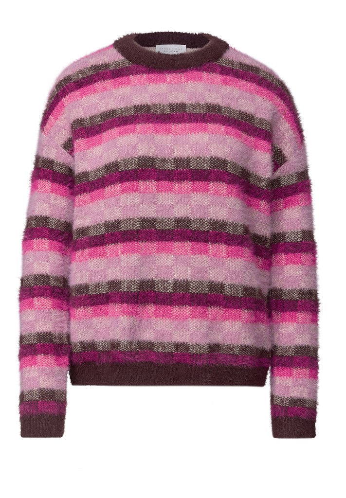 Langarm Pullover mit Rundhals und Karomuster