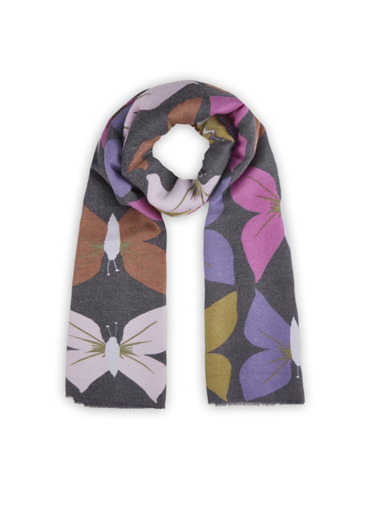 Kaschmirweicher Schal aus Poly-Viskose-Mischung mit Schmetterlingsdruck Kaschmirweicher Schal aus Poly-Viskose-Mischung mit Schmetterlingsdruck