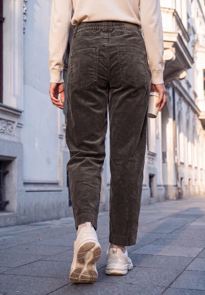 Mid Waist Barrel Leg Hose im Loose Fit