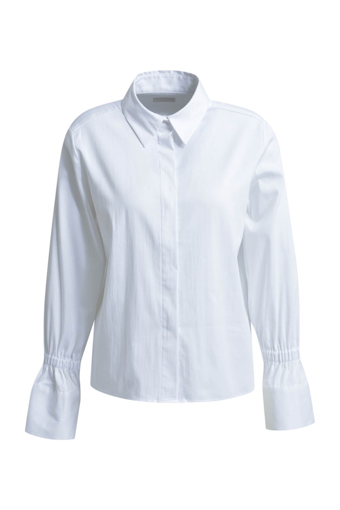 shirt blouse w/ elastic gathering above cuff 1/1 sleeve