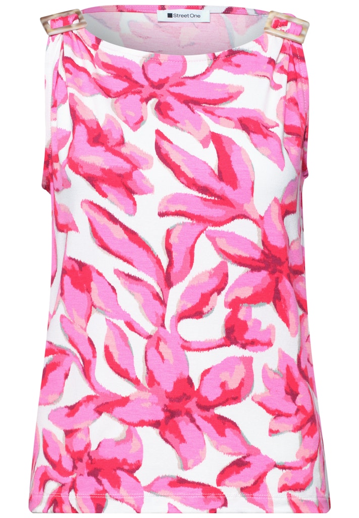 Top mit Rundhals und Schulterdetail