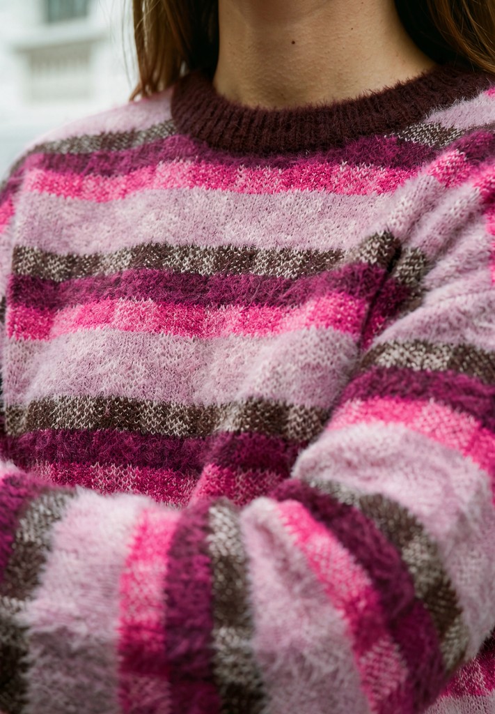 Langarm Pullover mit Rundhals und Karomuster