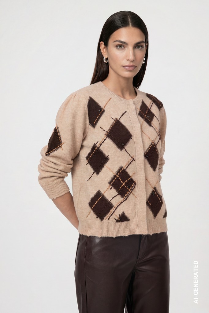 Strickjacke mit Rautenmuster