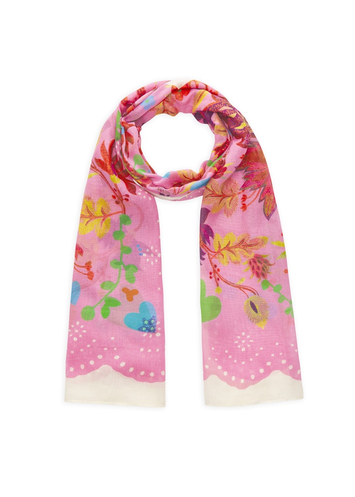 Schal aus reiner Baumwolle mit Blumenmuster und LOVE MOM-Schriftzug