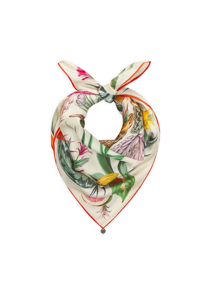 Luxuriöses Nicki Tuch aus reiner Seide mit floralem Muster
