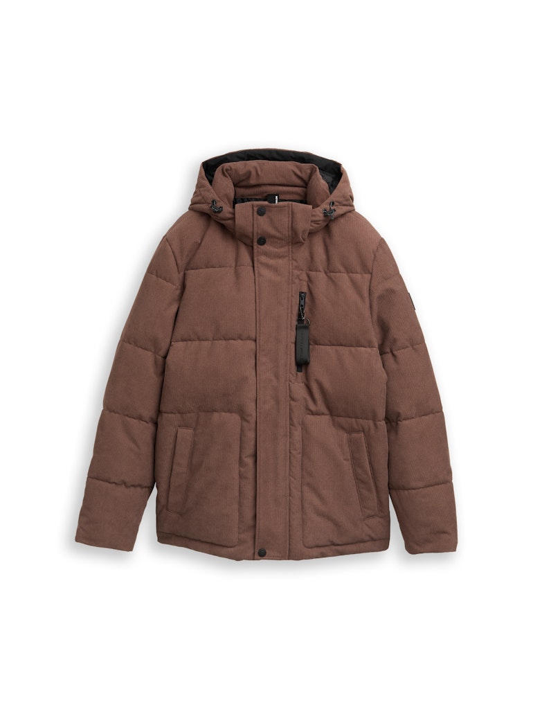 Cord Pufferjacke mit abnehmbarer Kapuze