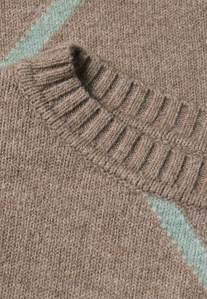 Pullover mit Boat Neck und Intarsien-Muster