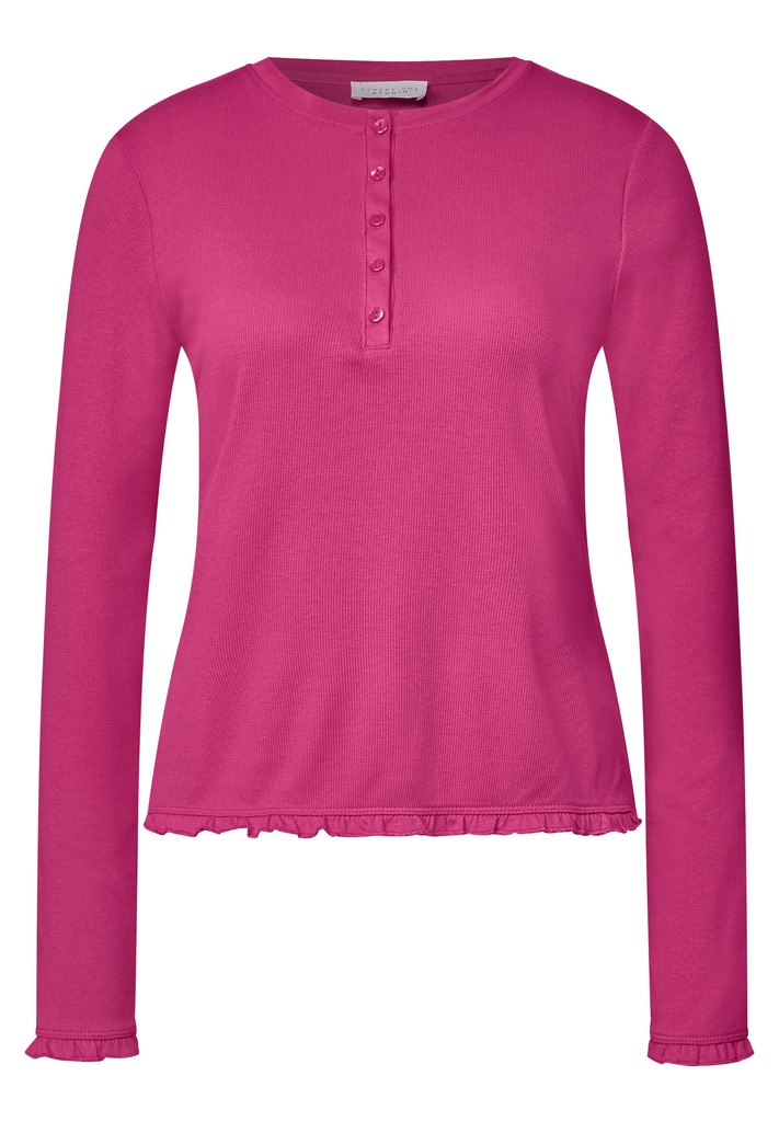 Langarm Shirt mit Rundhals und Rüschen