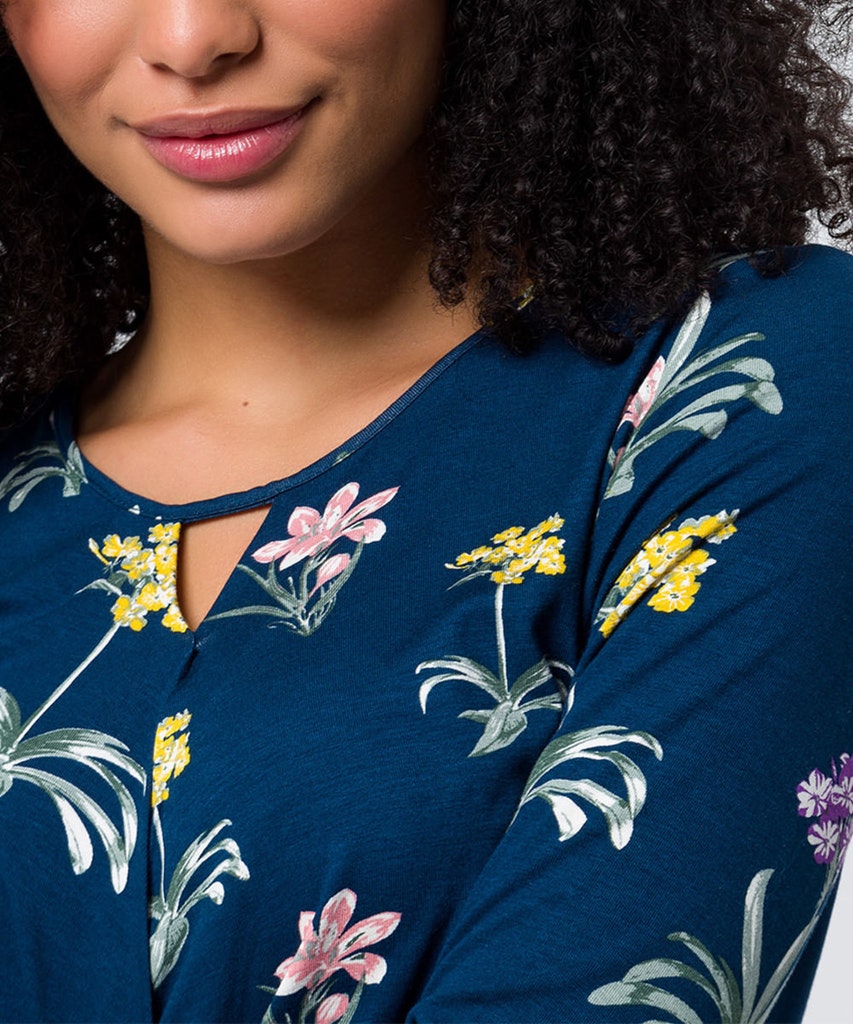 Damen Sweatshirt  3/4 Arm mit Fischgrätmuster