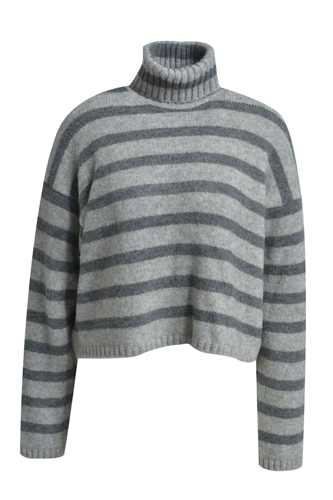 Striped Boxy Turtle Neck Pullover