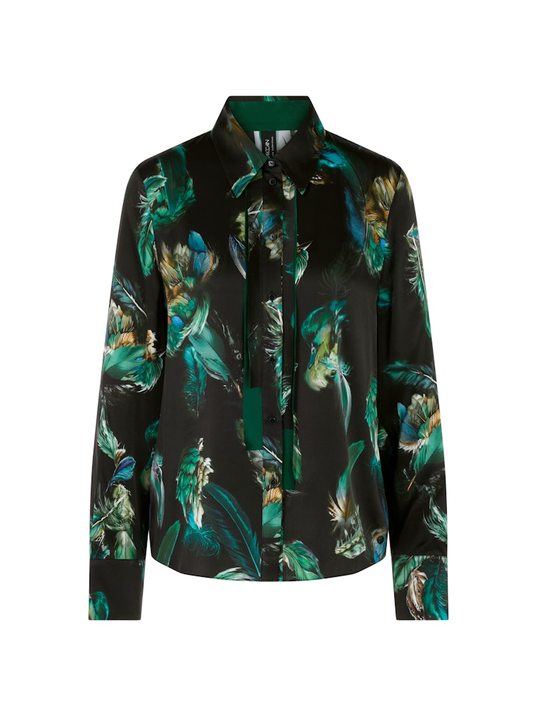 Seidenbluse mit Federnprint Seidenbluse mit Federnprint