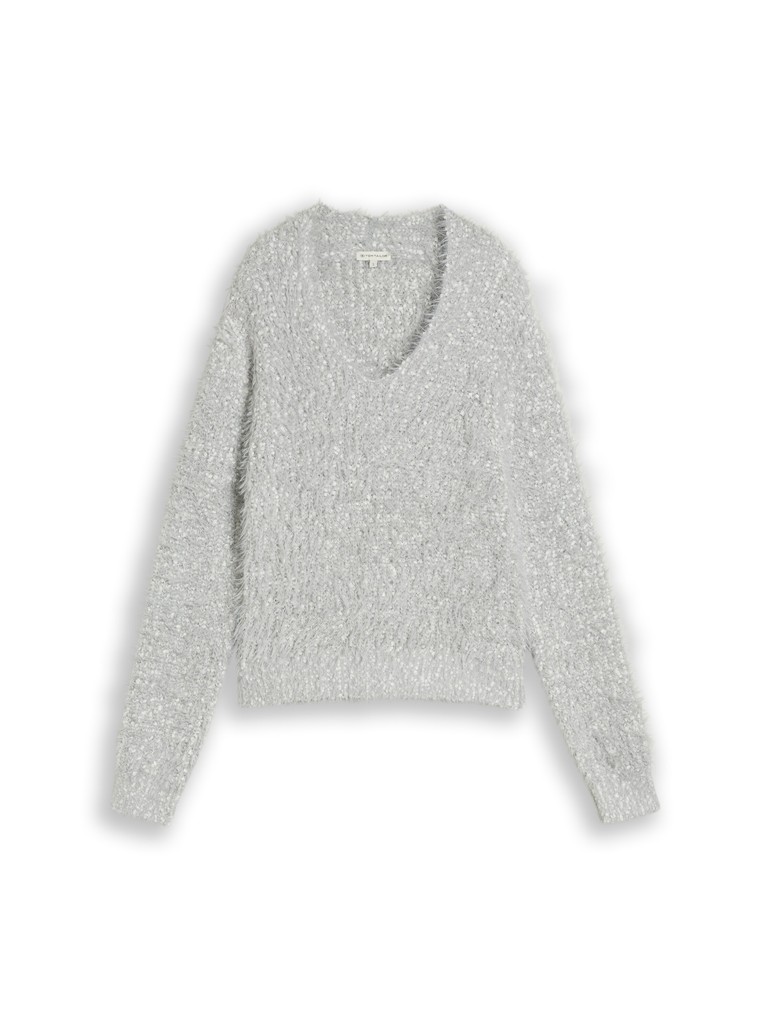 Loose Fit Strickpullover mit V-Ausschnitt