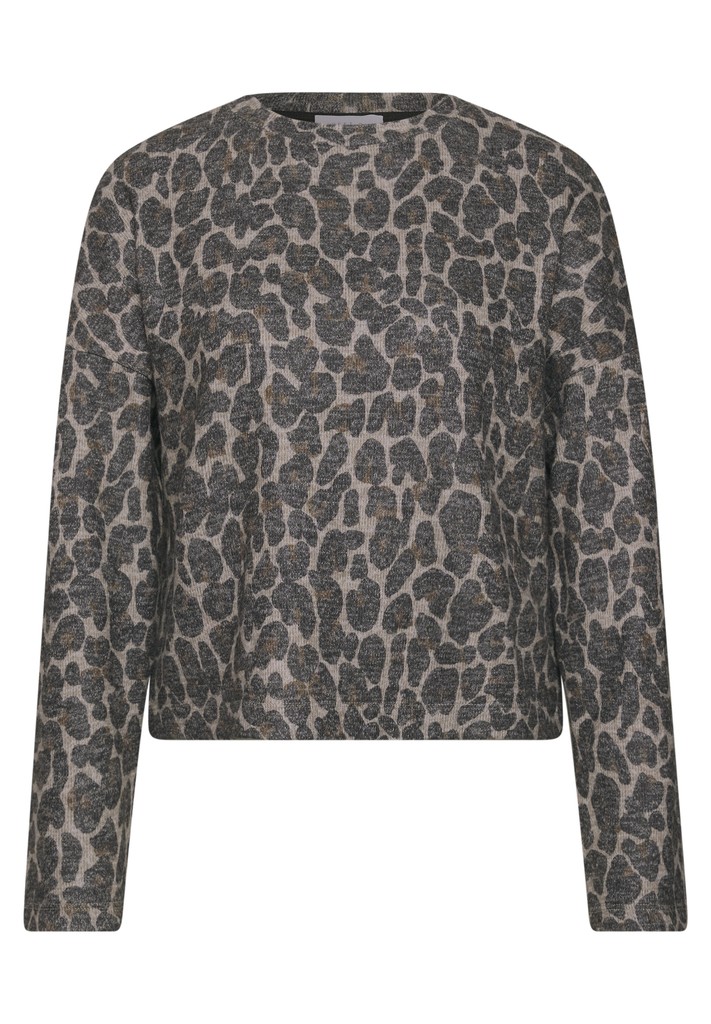 Langarm Shirt mit Rundhals und Leo-Muster