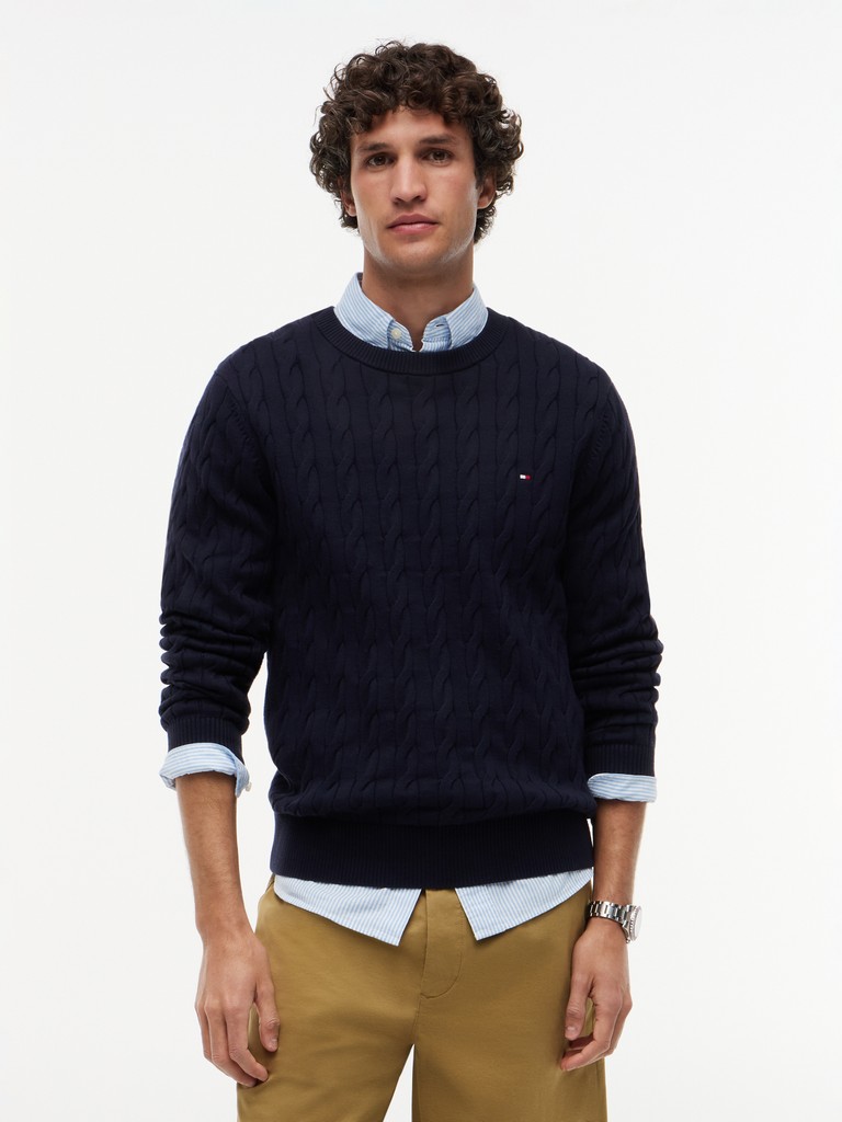 CLASSIC COTTON CABLE CREW NECK