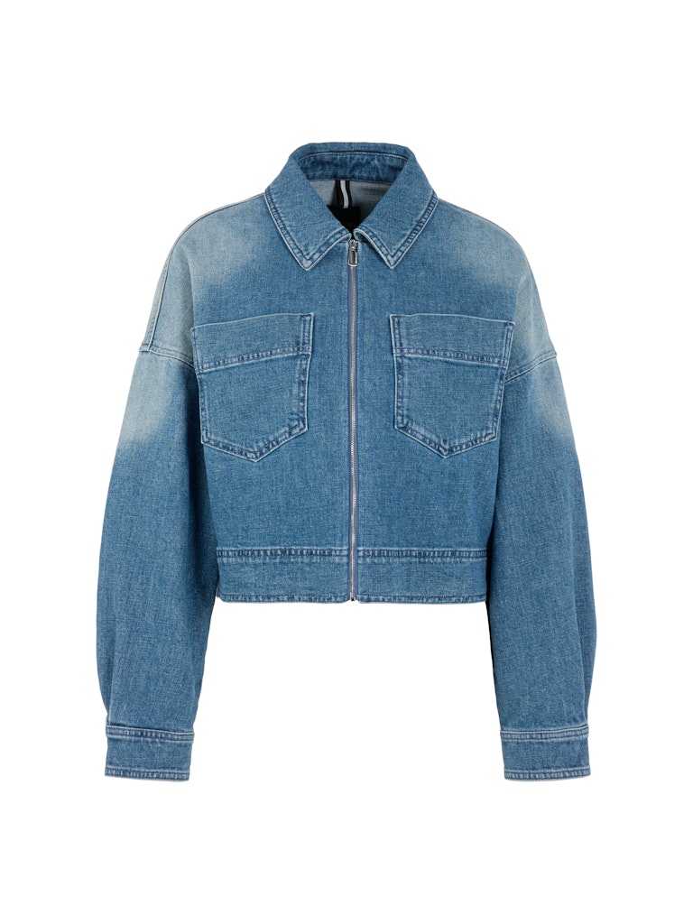 Kurze Jeansjacke mit Reißverschluss